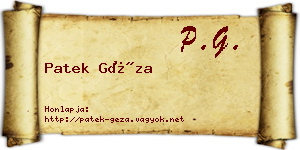 Patek Géza névjegykártya
